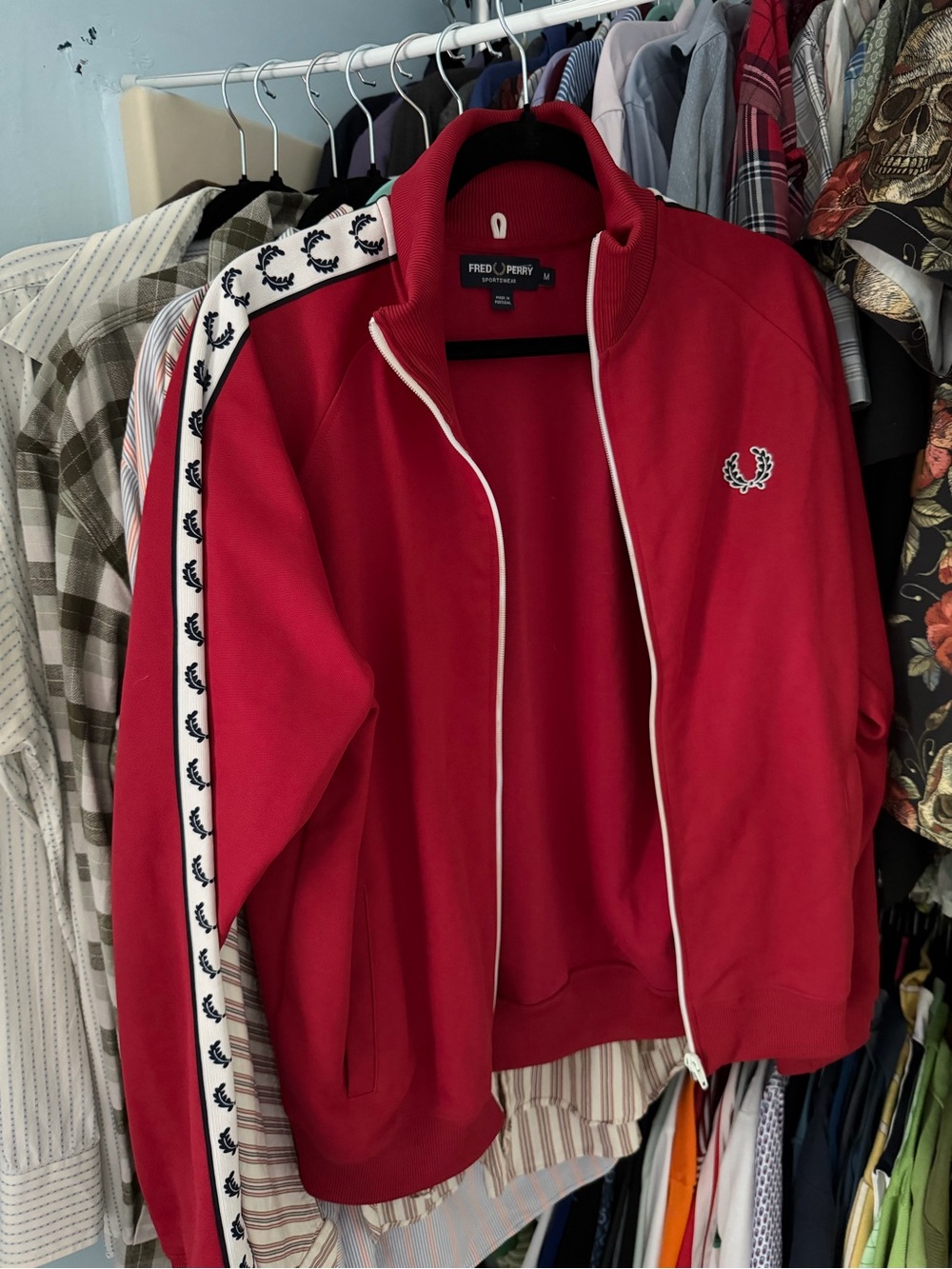 Fred Perry Red Zip-Front Jacket with White Trim